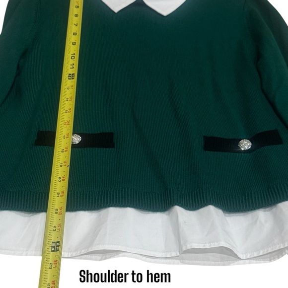 Karl Lagerfeld Layered Look Wool Blend Sweater in Veridian Green Women’s Size L - Picture 13 of 13